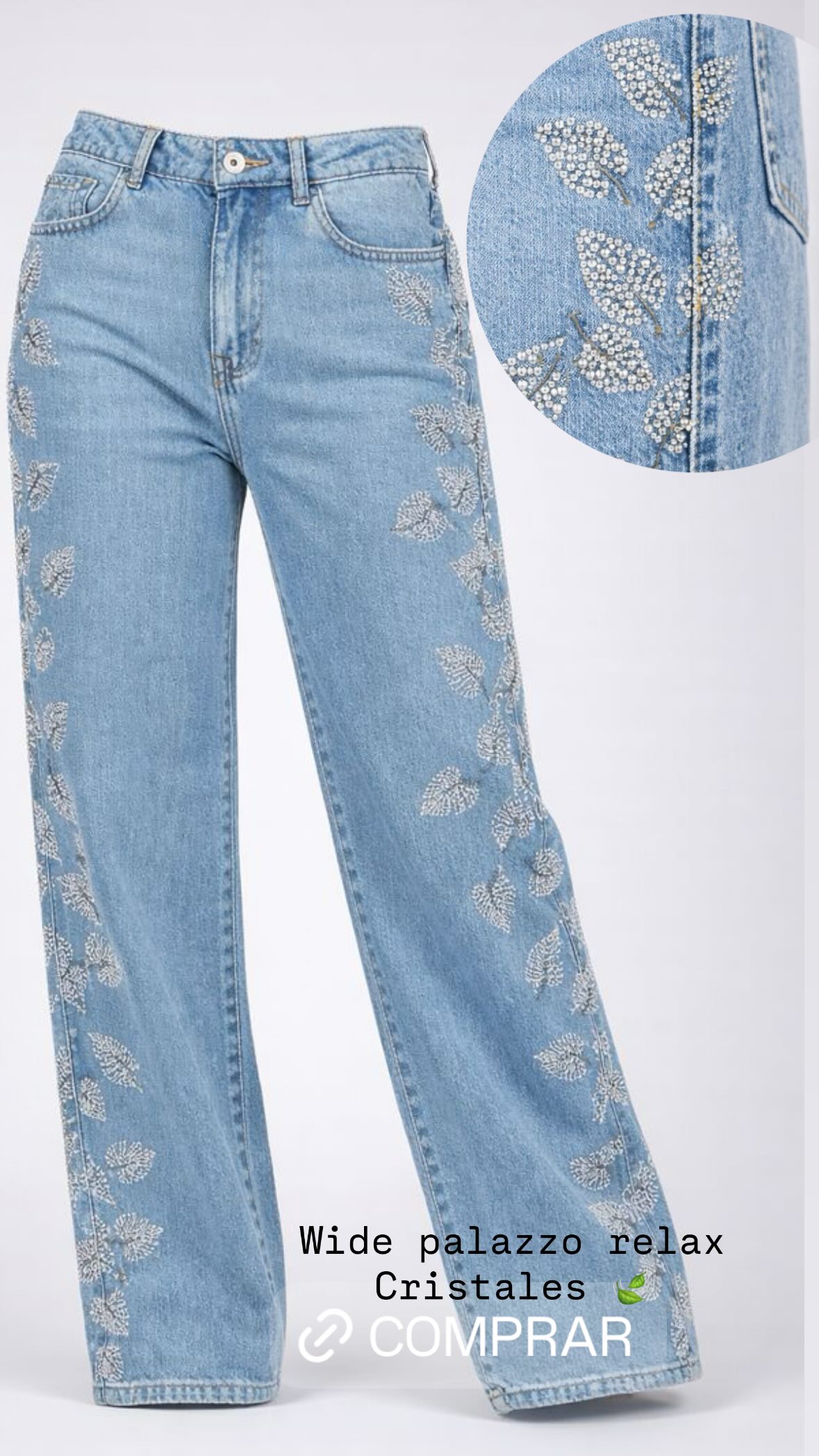 Jean celeste strass floral